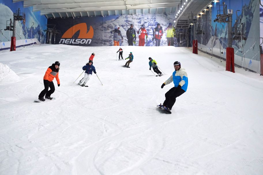Skiers and Snowboarders at The Snow Centre